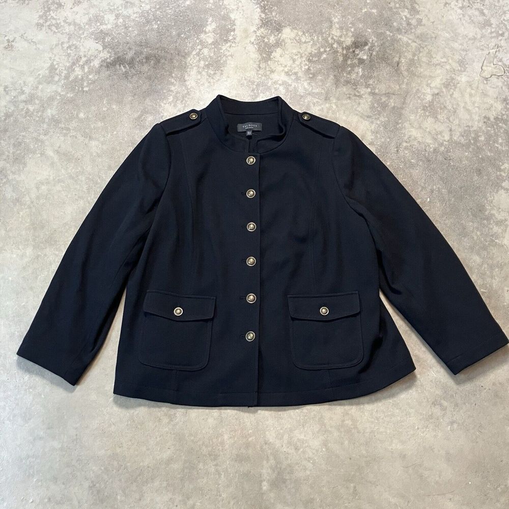 Talbots‎ Jacket Womens 18WP Black Military Chic Gold Faux Shank Buttons